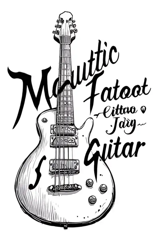 Acoustic Guitar Sketch Style Tattoo Design Featuring Just The Strings And Fretboard And Soundhole