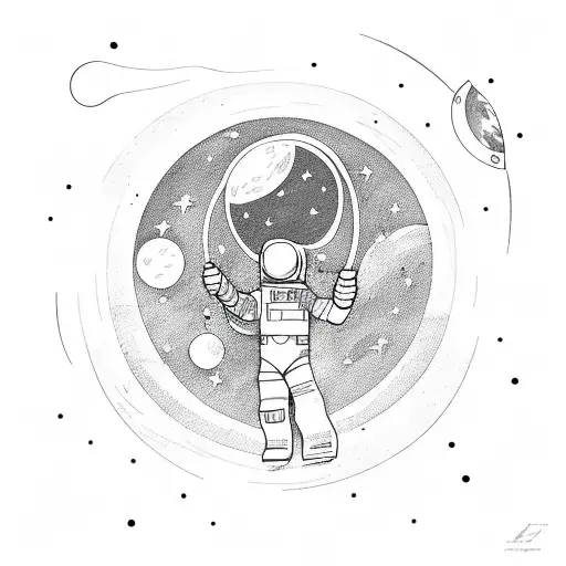 An Astronaut Floating In Space With The Moon As A Focal Point