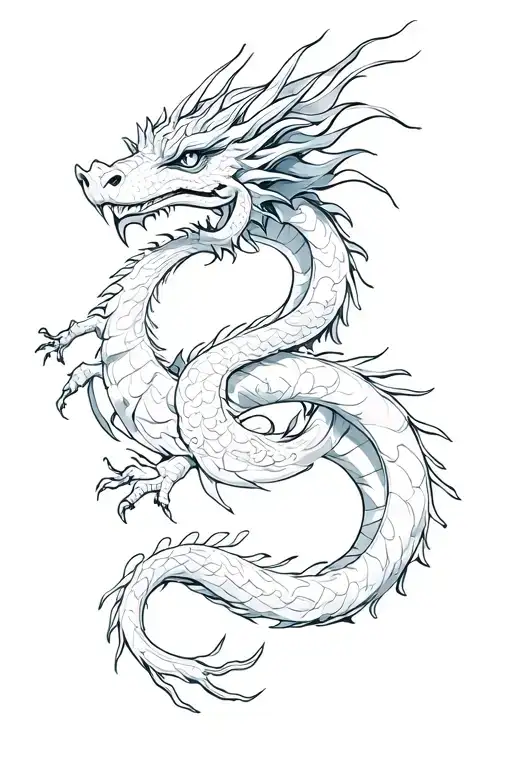 Dragon Wrapping Itself With Symbols Representing Nee Beginnings