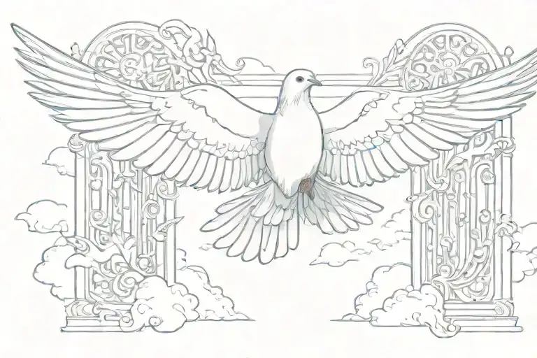 Dove Flying To Heaven Gates