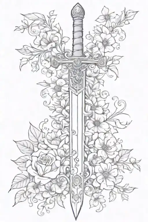 Sword With Florals Wrapped Around It