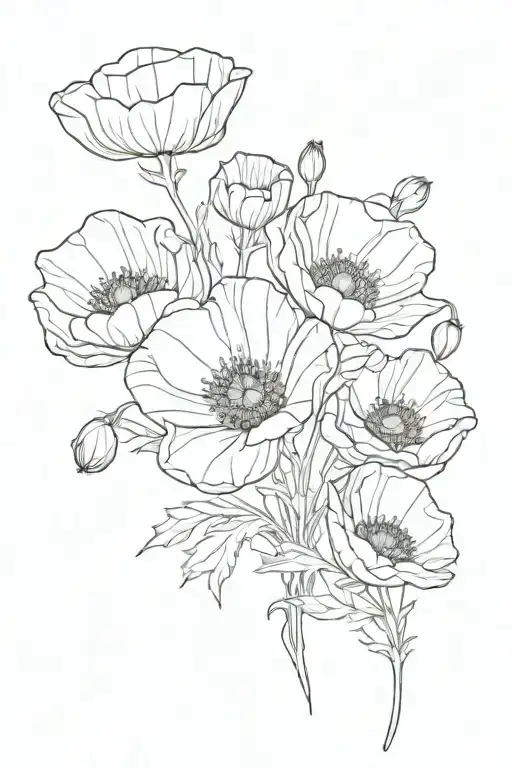 Small One Line Poppy Flower Bouquet
