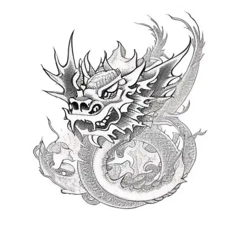 Hip Tattoo With A Japanese Dragon Surrounded By Flowers