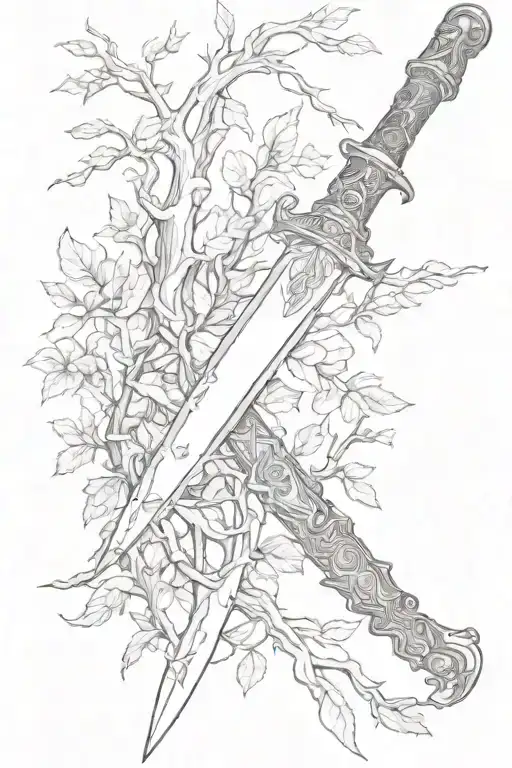 Longsword With A Handle Made Of Tree Branches