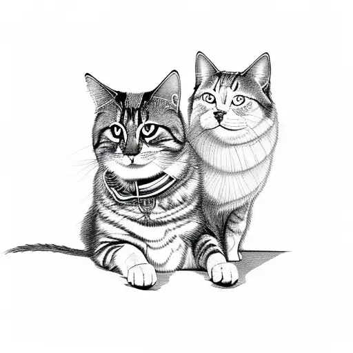 Dog And Cat Sitting Next To Eachother