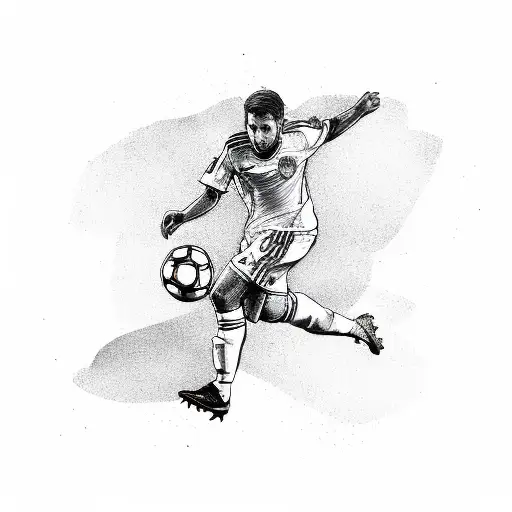 A Sketch-style Illustration Of A Soccer Player With A Hidden Anal Plug