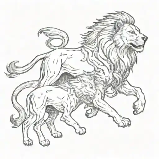 A Lion Leading A Pack Of Wolves Symbolizing Loyalty And Leadership
