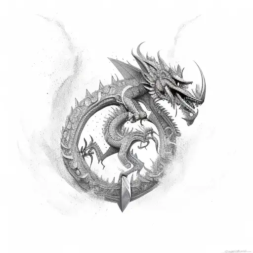 Dragong Wrapped Around A Sword