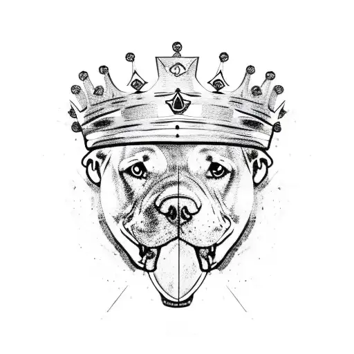 Football With Crown On Top Of A Pitbull