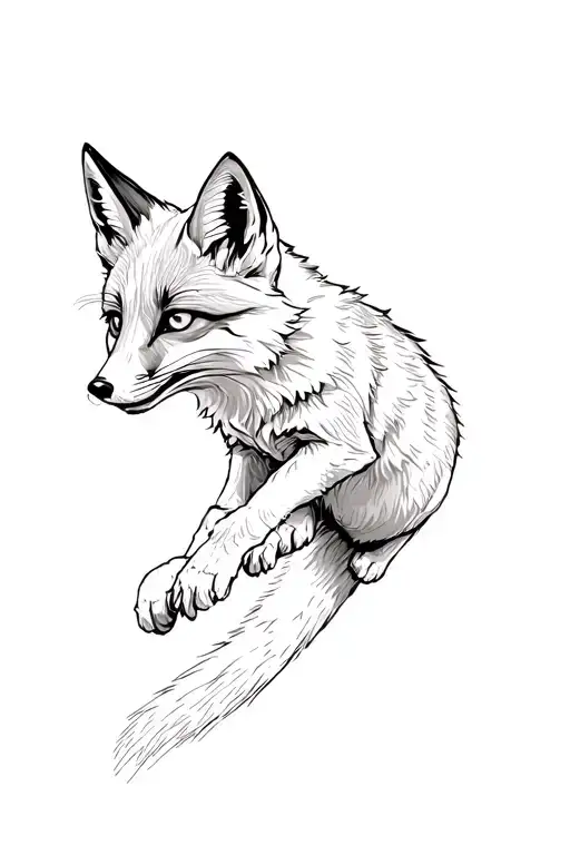 Fox Jumping From Heights To The Front Paws