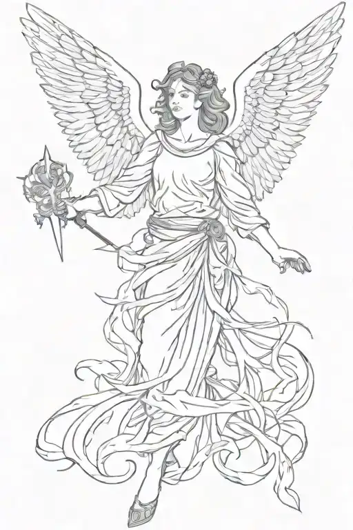 Angel With Arms Wide Open Knife Surrounded Being Thrown Nd