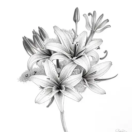 Bouquet Of A Lily And A Camomile