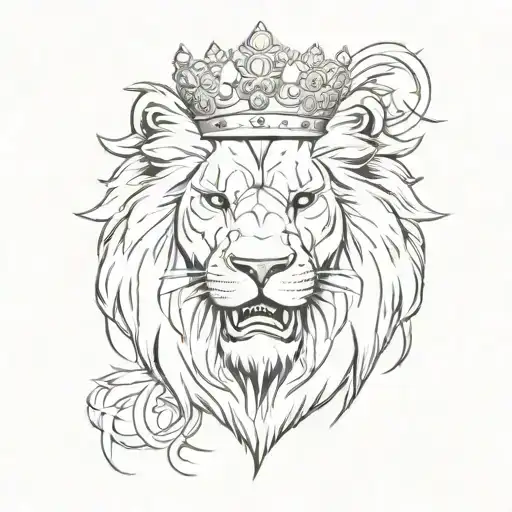 Angry Lion With Crown