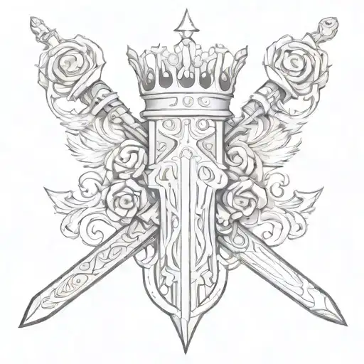 Idea To Cover Sword And Crown Tattoo Design Inspired