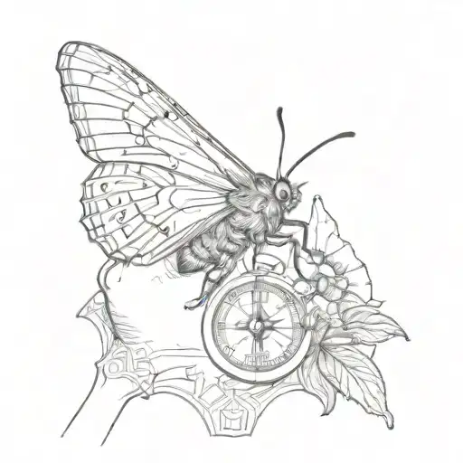 Sitting Moth On The Back Of A Hand Surrounded But Not Overpowering By A Compass