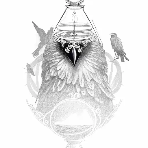 Crow On Top Of An Hourglass