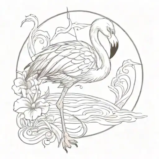 Flamingo Holding A Trident