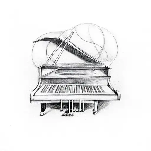 Piano Keys With Flames That Show A Little Story About Someone Dying