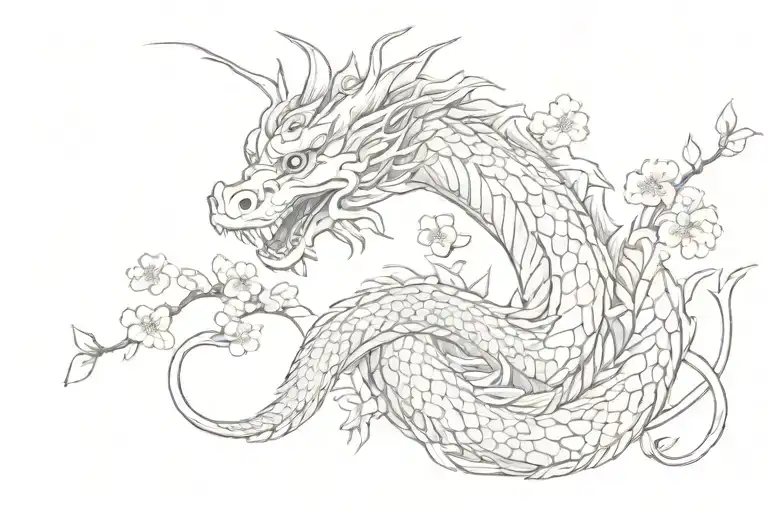 Haku Dragon With Cherry Blossoms