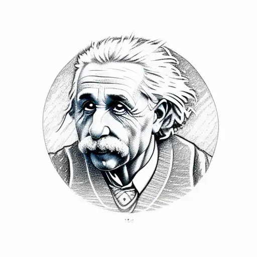A Sketch-style Design Of Einstein Holding A Planet In His Hand