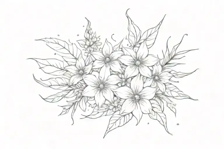 Fine Line Botanical Wrap Around Your Underarm With Spiritual Aspects Like Stars