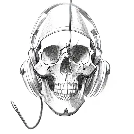 Skull Wearing Headphones