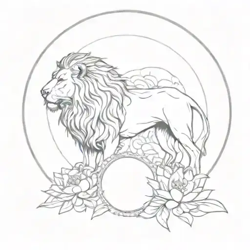 Lion Of Judah And Lotus Flower Harmonizing Inside Yin And Yang