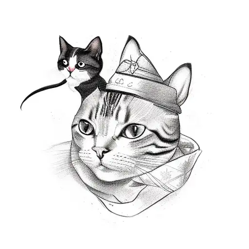 A Tattoo Of A Pastry Chef With A Cat And Dog As Their Assistants