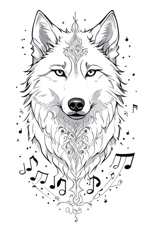 Wolf Luna With Musical Notes And The Phrase