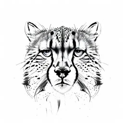 Cheetah With Beautiful Eyes Made With Just Abstract Line Work