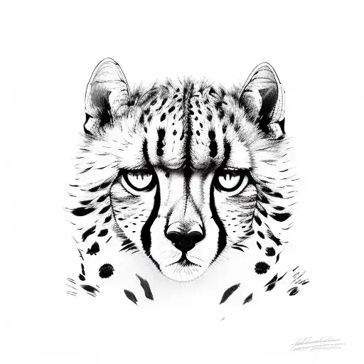 A Full Cheetah With Beautiful Eyes Made With Just Abstract Line Work