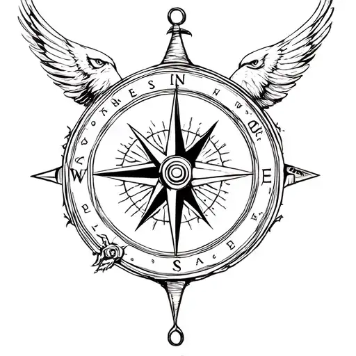Freedom Compass With Eagle Bird Flying