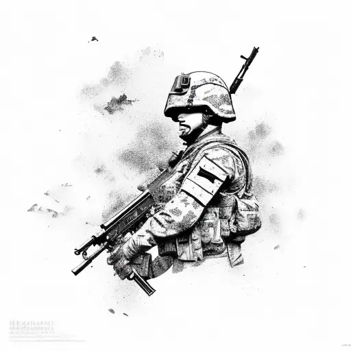 Army And War With Gun