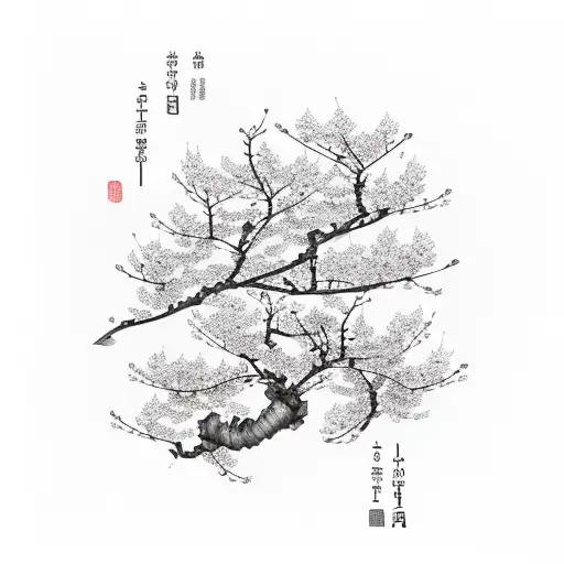 A Music Sheet Intertwined With Blooming Cherry Blossom Branches