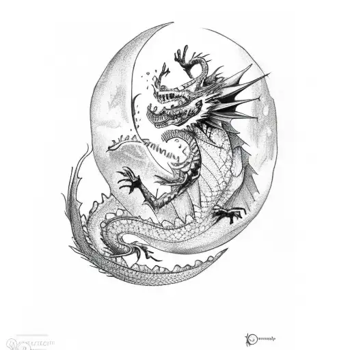 A Dragon And The Moon Around The Queen Of Spades