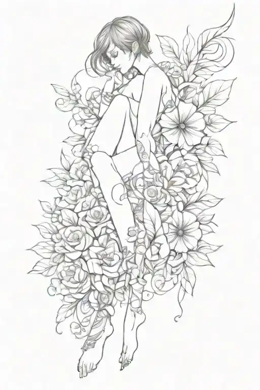 Female Thigh And Leg Tattoo No Flowers