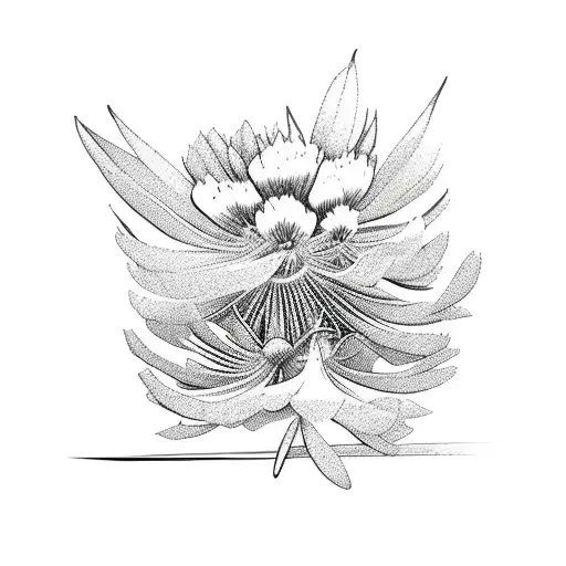 Indian Paint Brush Flower In Box Outline