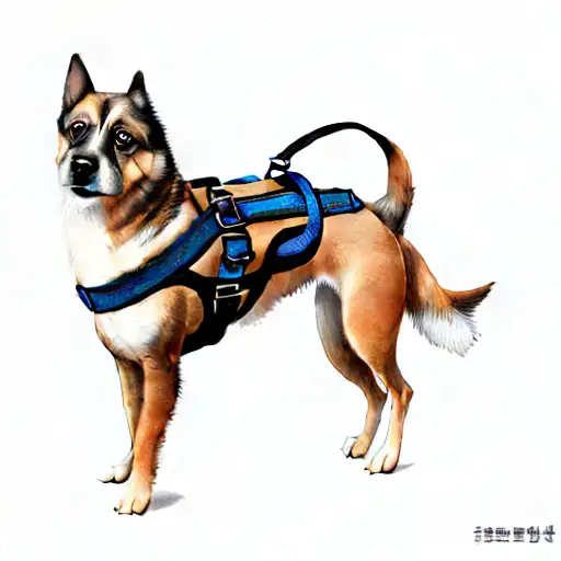 A Dog Wearing A Harness