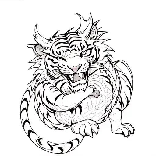 A Dragon Hugging A Tiger