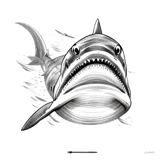 Childish Drawing Of A Shark With Mac-10