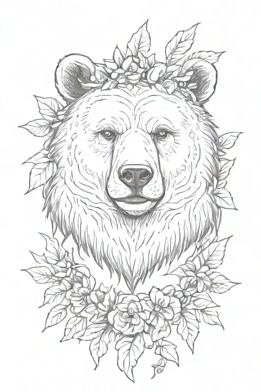 Bear In Laurel Wreaths