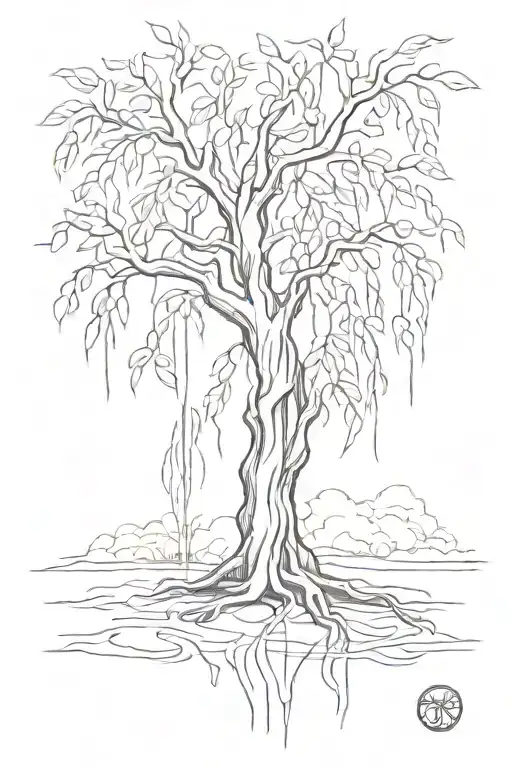 Willow Tree As A Stamp Tattoo That Embodies