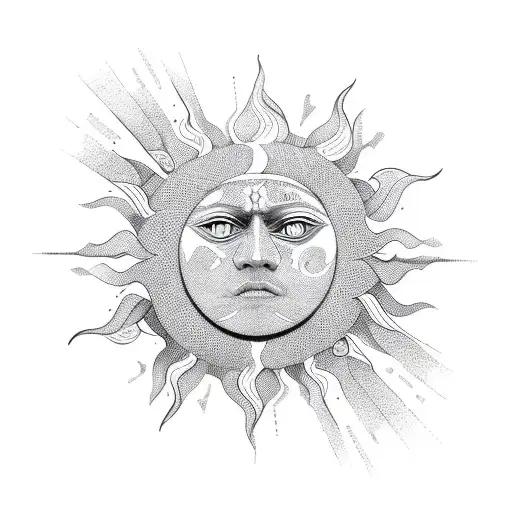 Sun With Picasso Design Face