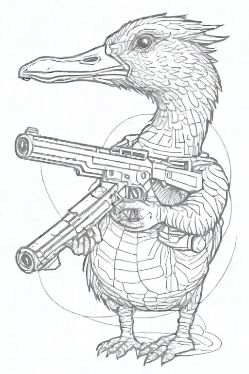 Goose Holding A Gun
