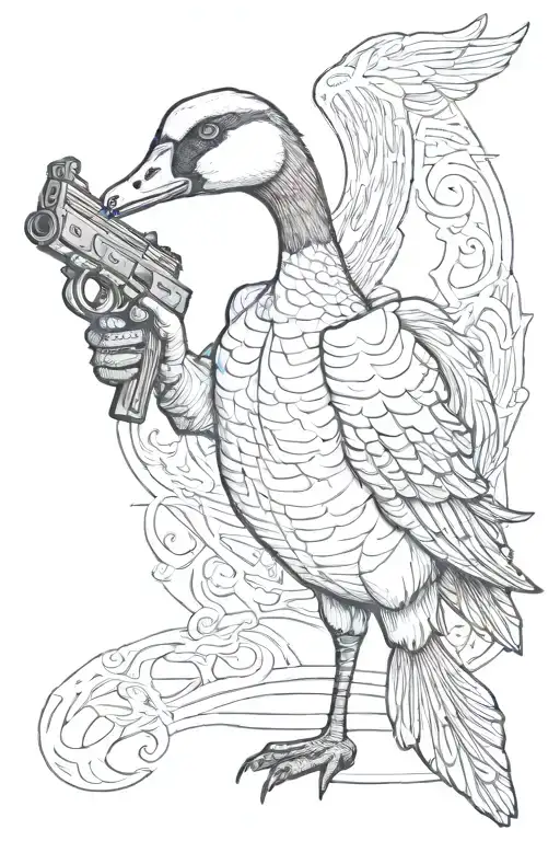 Goose Holding A Gun