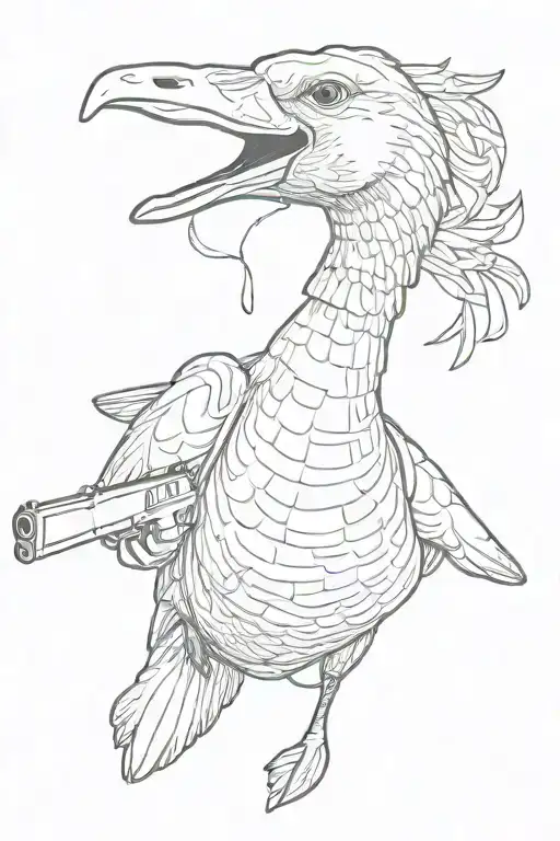 Goose Holding A Gun