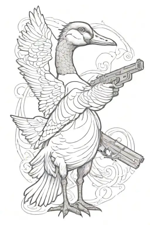 Goose Holding A Gun