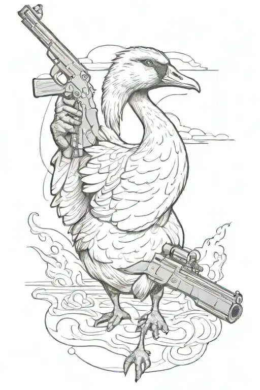Goose Holding A Gun