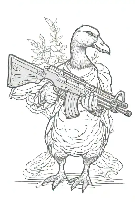 Goose Holding An Ak47