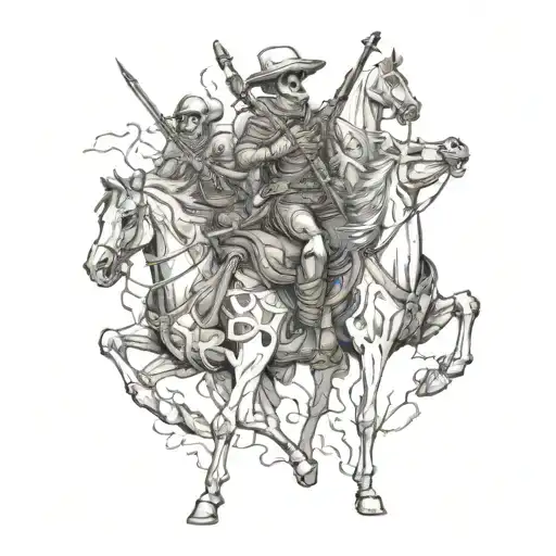 A Group Of Skeletons Riding Horses